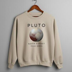 Pluto Never Forget Sweatshirt, Minimalist Space Shirt